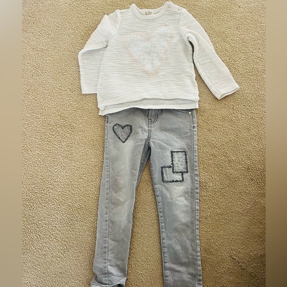 Adorable and great condition Jessica Simpson girl sweater and leggings sz5 set - Picture 1 of 7